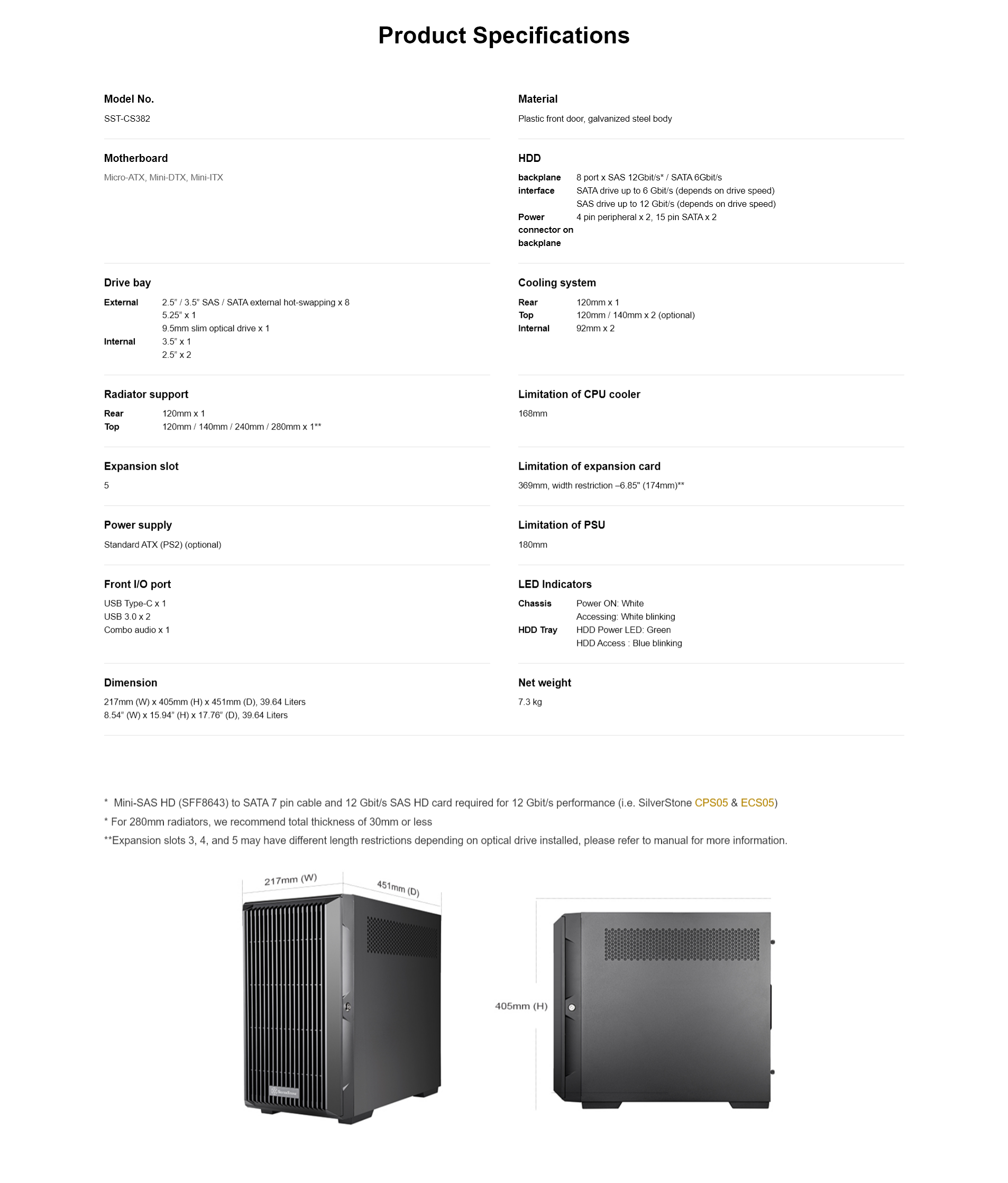 A large marketing image providing additional information about the product Silverstone CS382 NAS Micro ATX Tower Case - Black - Additional alt info not provided